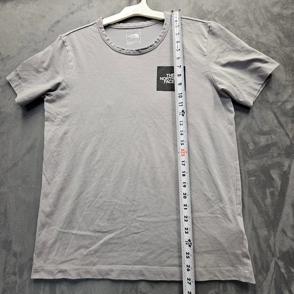 The North Face Mens Gray Floral Graphic Box Logo T-Shirt Size M Recycled Cotton